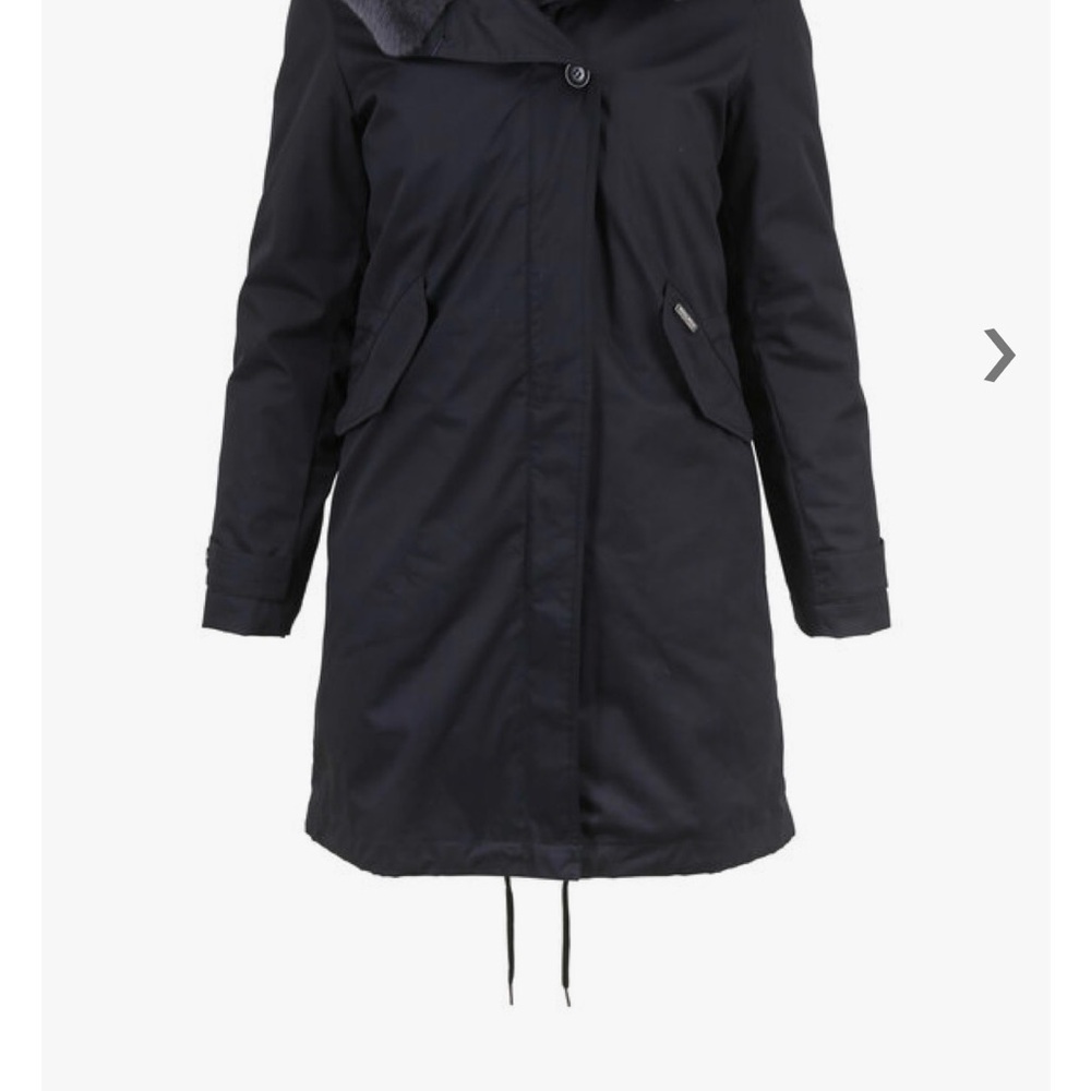 WOOLRICH Women’s Parka XS - Black Literary Rex Coat With Rabbit Fur Hood & Trim - Picture 2 of 10